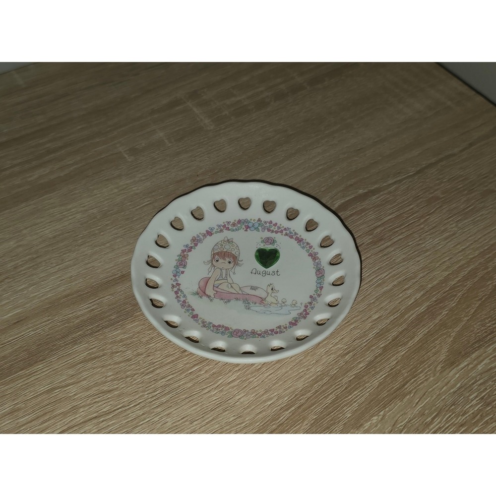 Vintage 1994 Precious Moments August Birthstone‎ Peridot Mini Plate Enesco Heart